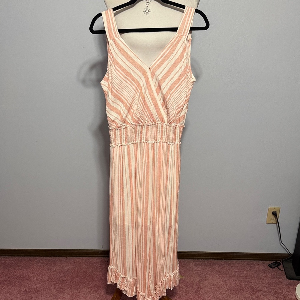 Sleeveless Pink Stripe Smocked-Waist Jumpsuit